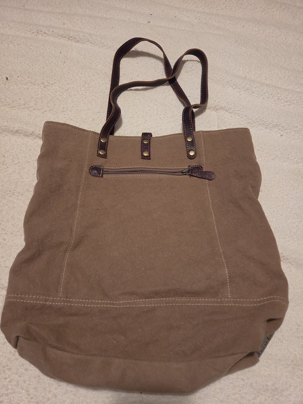 Myra Boho Aztec Tote Bag with Leather Straps - Picture 2 of 3